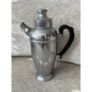 VTG Art Deco Chrome Cocktail‎ Shaker Pitcher Black Bakelite Handle MCM  Bar